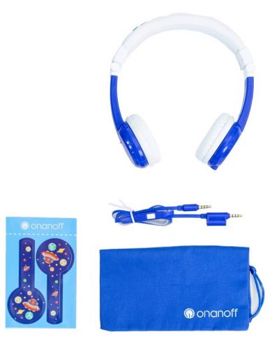 Παιδικά ακουστικά BuddyPhones με μικρόφωνο - Explore, μπλε/λευκό - 4