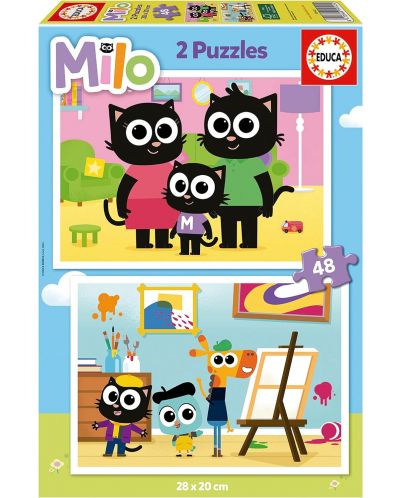 Παιδικό παζλ Educa 2 x 48 κομμάτια - Milo - 1