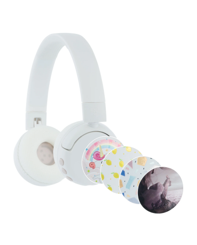 Παιδικά ακουστικά BuddyPhones - POP Fun, ασύρματα, λευκά - 1