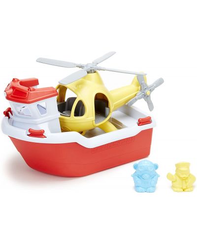Παιδικό παιχνίδι Green Toys - Ναυαγοσωστική λέμβος και ελικόπτερο - 2