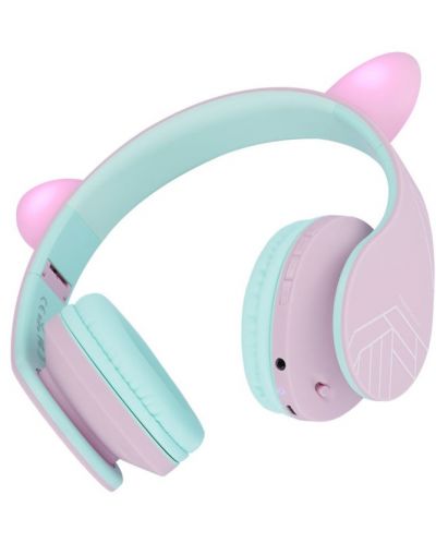 Παιδικά ακουστικά PowerLocus - P2, Ears, ασύρματα, ροζ/πράσινα - 2