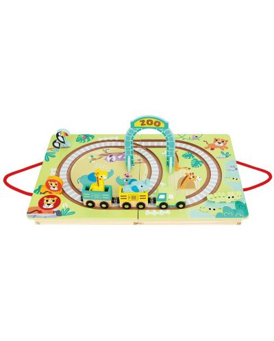 Παιδικό παιχνίδι Tooky Toy - Ξύλινο τρένο με ζώα σε χαρτοφύλακα - 1