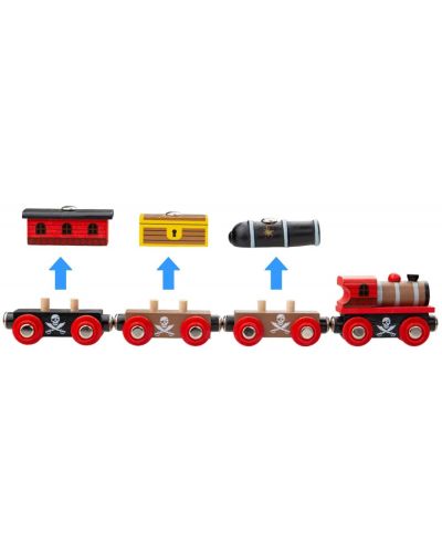 Παιδικό ξύλινο σετ Bigjigs -Πειρατικό τρένο - 3