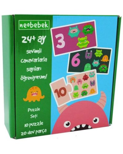 Παιδικό εκπαιδευτικό παζλ Neobebek - Χαριτωμένα τέρατα - 3