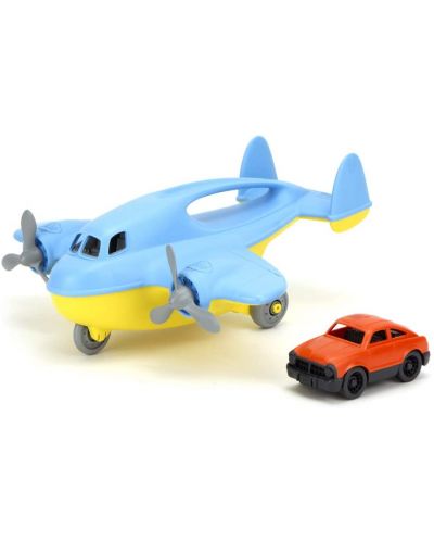 Παιδικό παιχνίδι Green Toys - Αεροπλάνο Cargo, με αυτοκίνητο, μπλε - 1