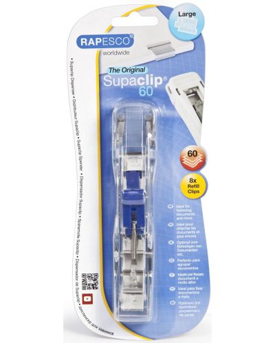 Συρραπτικό   Rapesco - Supaclip 60 με 8 μεταλλικά κλιπ για 60 φύλλα - 1