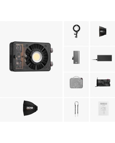 Φωτισμός LED ZHIYUN Molus X100 Pro Bi-Color COB LED (σύνδεση + λαβή μπαταρίας + αντάπτορας βάσης Bowens + mini softbox) - 10