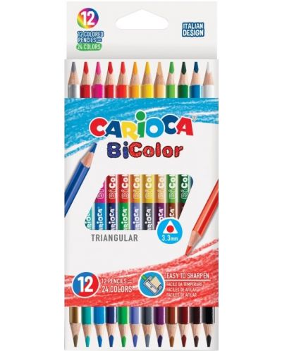 Δίχρωμα μολύβια Carioca Bi-Color - 12 χρώματα - 1