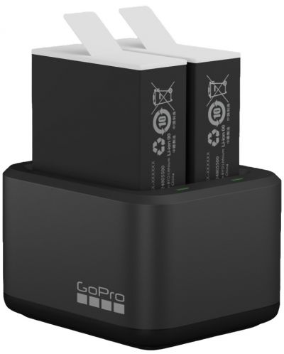Διπλός φορτιστής GoPro + 2 μπαταρίες, 1720mAh,για HERO 9/10/11, μαύρο - 1