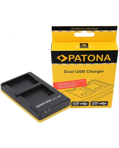 Διπλός φορτιστής Patona - για μπαταρία Panasonic DMW-BLC12, USB, κίτρινο - 2