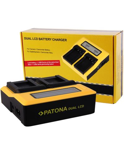 Διπλός φορτιστής Patona - για μπαταρία Canon LP-E12, LCD, κίτρινο - 2