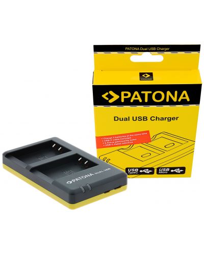 Διπλός φορτιστής Patona - για μπαταρία Canon LP-E17, Μαύρο/Κίτρινο - 2