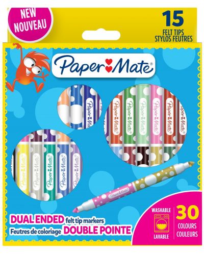 Μαρκαδόροι διπλού άκρου Paper Mate Kids Coloring - 15 τεμάχια - 1