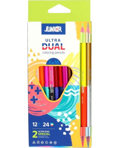 Χρωματιστά μολύβια διπλής όψης Junior - Ultra Dual, 12 τεμαχίων - 1