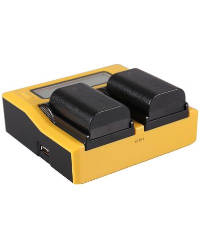 Διπλός φορτιστής Patona - για μπαταρία Canon LPE6/LP-E6, LCD, κίτρινο - 2