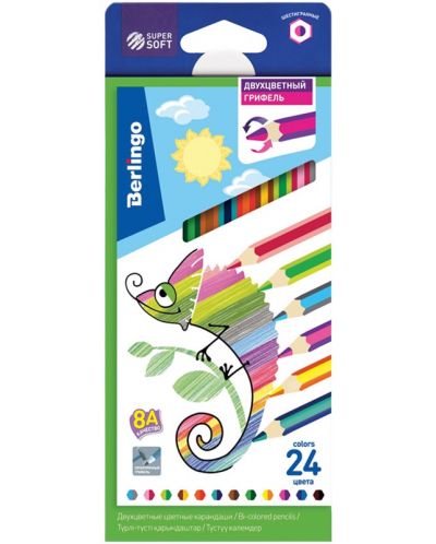 Δίχρωμα μολύβια Berlingo SuperSoft - Εξάγωνα, 24 χρωμάτων - 1