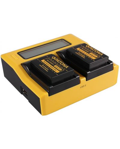 Διπλός φορτιστής Patona - για μπαταρία Canon LP-E17, LCD, κίτρινο - 2