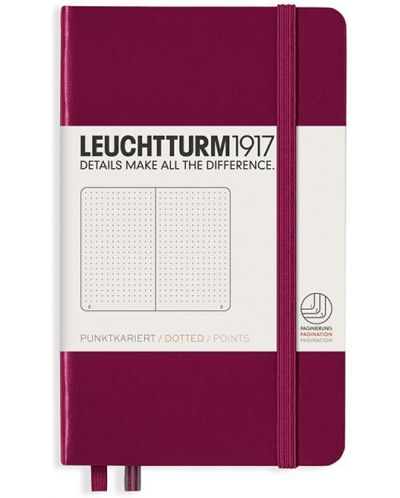 Σημειωματάριο  τσέπης Leuchtturm1917 - A6, σελίδες με τελείες, Port Red	 - 1