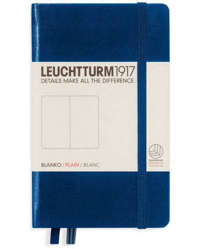 Σημειωματάριο  τσέπης Leuchtturm1917 - A6,λευκές σελίδες,Navy - 1