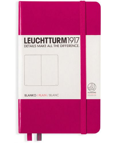 Σημειωματάριο  τσέπης Leuchtturm1917 - A6,λευκές σελίδες,Berry - 1