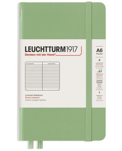 Σημειωματάριο  τσέπης  Leuchtturm1917 - A6, σελίδες με γραμμές , Sagе - 1