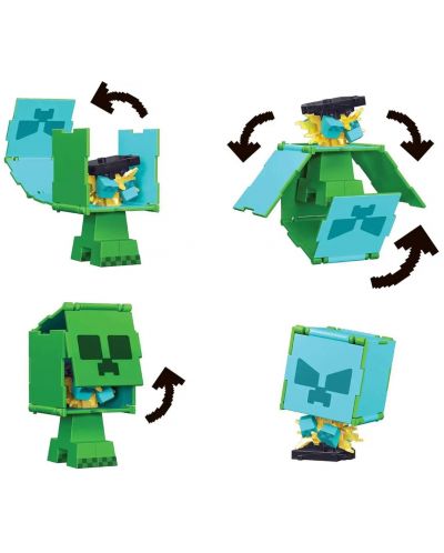 Φιγούρα δράσης Mattel Games: Minecraft - Creeper &Charged Creeper (Flippin Figs) - 3