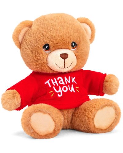 Οικολογικό λούτρινο παιχνίδι Keel Toys Keeleco - Αρκούδα με κόκκινο μπλουζάκι Thank you, 15 εκ - 1