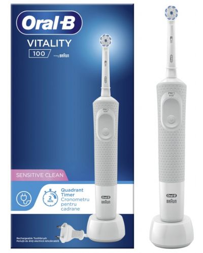 Ηλεκτρική οδοντόβουρτσα Oral-B - Vitality 100 Sensi Ultra Box, λευκό - 2