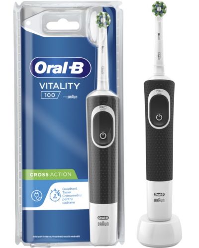 Ηλεκτρική οδοντόβουρτσα Oral-B - D100 Cross Action,1 κεφαλή, λευκή - 1