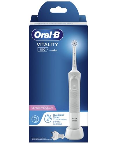 Ηλεκτρική οδοντόβουρτσα Oral-B - Vitality 100 Sensi Ultra Box, λευκό - 3
