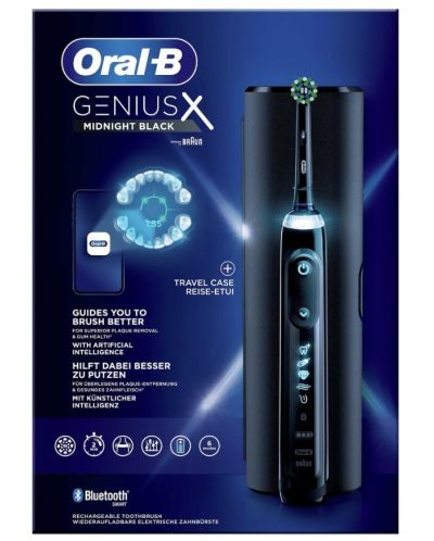 Ηλεκτρική οδοντόβουρτσα OralB - GeniousX Midn Bl+TC3/14/6, μαύρο - 3