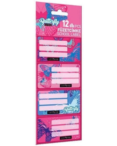 Ετικέτες Lizzy Card Pink Butterfly - 12 τεμάχια - 1