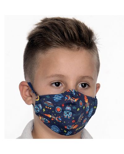 Παιδική προστατευτική μάσκα - Cosmos, δύο στρώσεων, με μεταλλική στοίβα, 6-12 ετών - 1