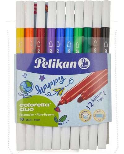 Μαρκαδόροι Pelikan Colorella Duo - 10 χρώματα, 2 πάχη γραφής - 1