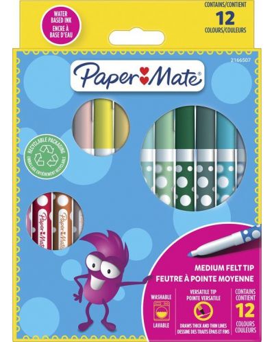 Μαρκαδόροι Paper Mate - Kids Colouring, 12 χρώματα - 1