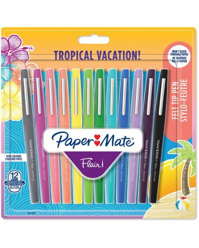 Μαρκαδόροι Paper Mate Flair - Tropical Vacation, 12 χρώματα - 1