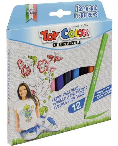 Μαρκαδόροι   Toy Color - Fabric, για υφάσματα, 12 χρωμάτων - 1