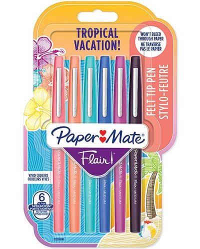 Μαρκαδόρος Paper Mate Flair - Tropical Vacation, 6 χρώματα - 1
