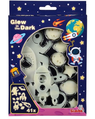Αυτοκόλλητα φωσφοριζέ Simba Toys -Διαστημικά αντικείμενα, 41 τεμάχια - 1