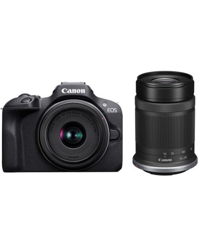 Φωτογραφική μηχανή  Canon - EOS R100, RF-S 18-45mm f/4.5-6.3 IS STM, RF-S 55-210mm f/5-7.1 IS STM,Black - 1