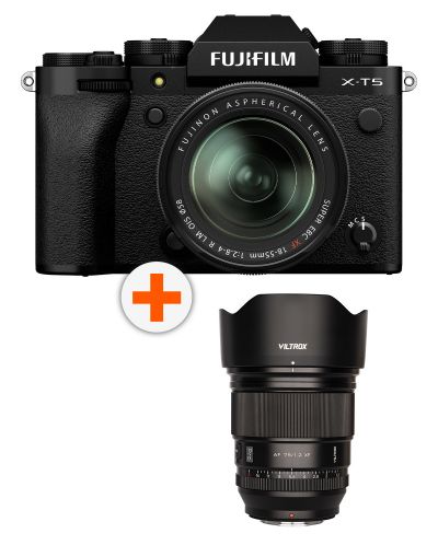 Φωτογραφική μηχανή Fujifilm - X-T5, 18-55mm, Black + Φακός Viltrox - AF, 75mm, f/1.2, για  Fuji X-mount - 1
