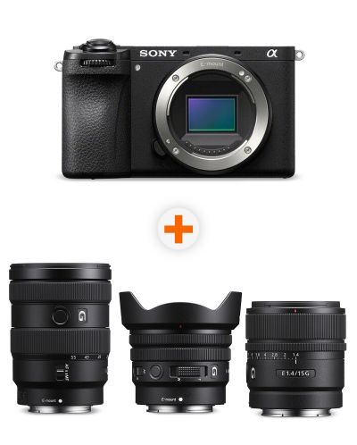 Φωτογραφική μηχανή Sony - Alpha A6700, Black + Φακός Sony - E, 15mm, f/1.4 G + Φακός Sony - E, 16-55mm, f/2.8 G + Φακός Sony - E PZ, 10-20mm, f/4 G - 1
