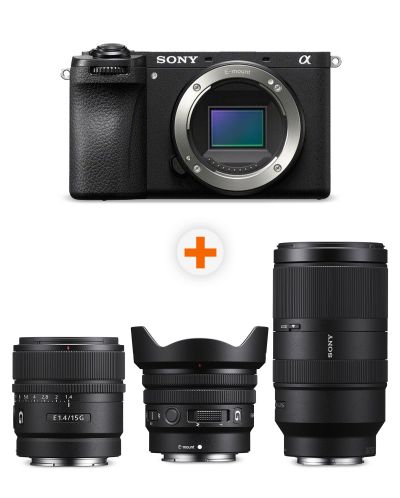 Φωτογραφική μηχανή Sony - Alpha A6700, Black + Φακός Sony - E, 15mm, f/1.4 G + Φακός Sony - E PZ, 10-20mm, f/4 G + Φακός Sony - E, 70-350mm, f/4.5-6.3 G OSS - 1
