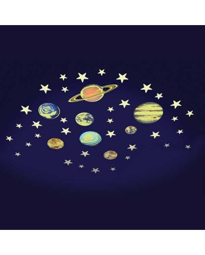 Φωσφορίζοντα αυτοκόλλητα Brainstorm Glow - Αστέρια και πλανήτες, 43 τεμάχια - 2