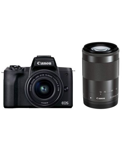 Φωτογραφική μηχανή  Canon - EOS M50 Mark II, EF-M 15-45mm + 55-200mm, μαύρο   - 1