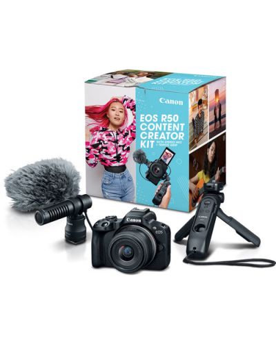 Φωτογραφική μηχανή  Canon - EOS R50 Content Creator Kit, Black - 1
