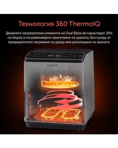 Φριτέζα ζεστού αέρα Cosori - Dual Blaze XXXL, 1750W, 6.4L, γκρί - 2