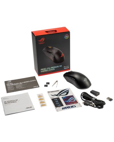Gaming ποντίκι ASUS - ROG Gladius III, οπτικό, ασύρματο, μαύρο - 7