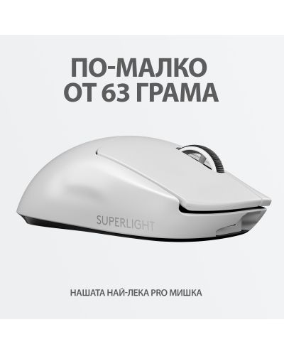 Ασύρματο Gaming ποντίκι Logitech - PRO X SUPERLIGHT, λευκό - 4