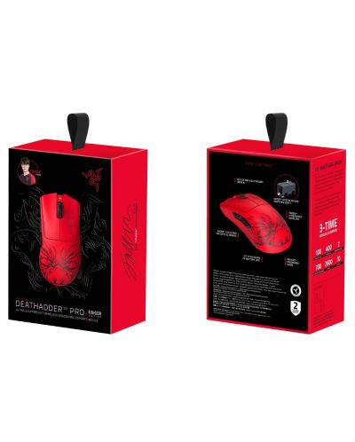 Ποντίκι gaming Razer - DeathAdder V3 Pro Faker Edition, οπτικό, ασύρματο, κόκκινο - 3